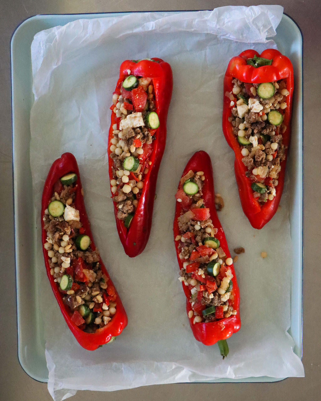 Stuffed peppers unbaked