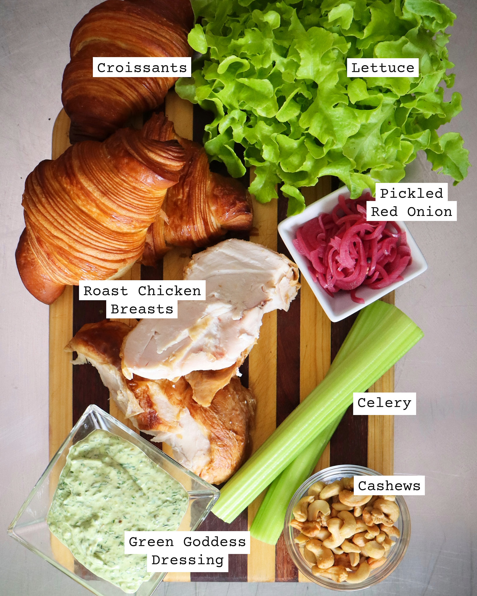 Green Goddess Chicken Croissant Labelled Ingredients