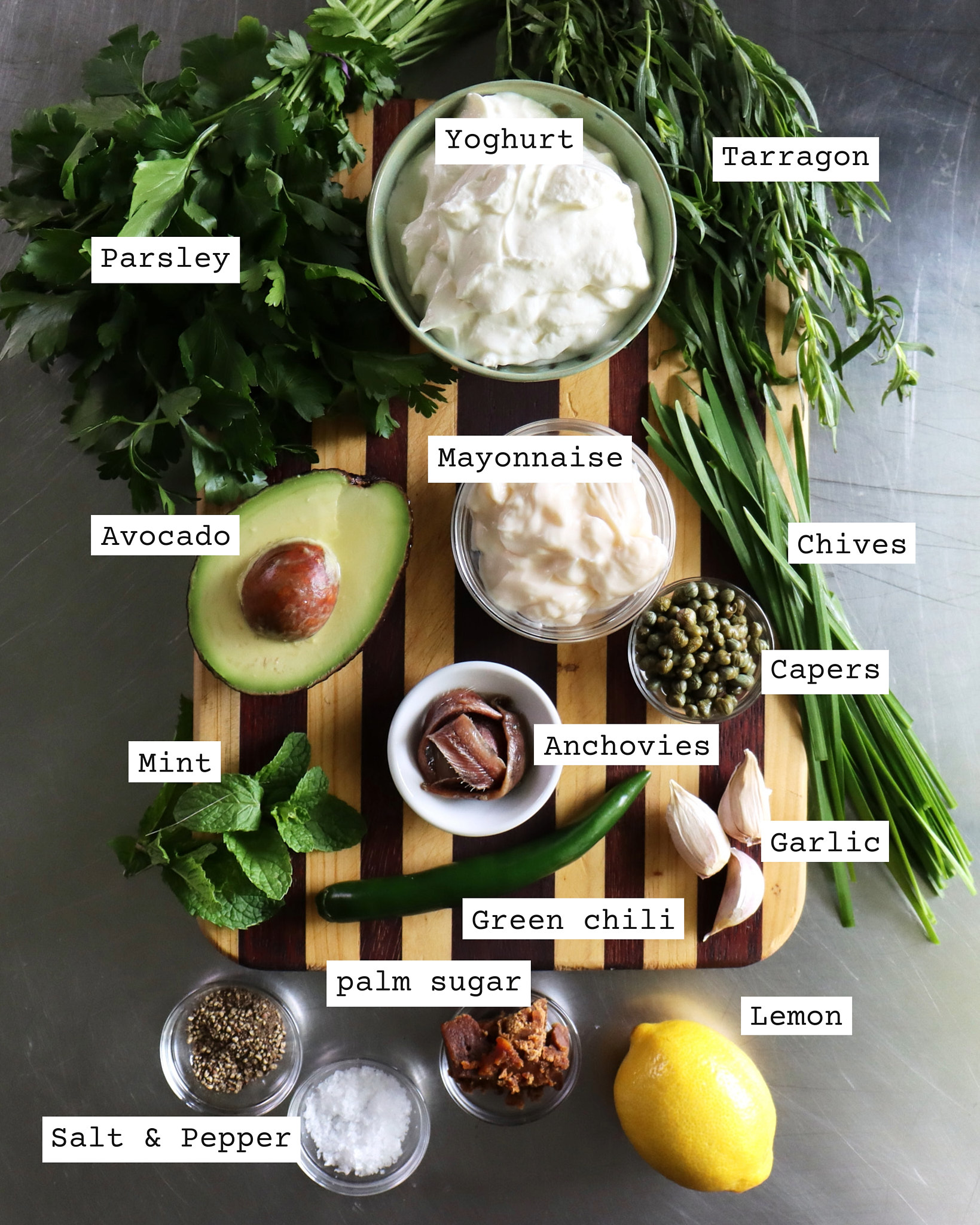 Green Goddess Dressing Labelled Ingredients