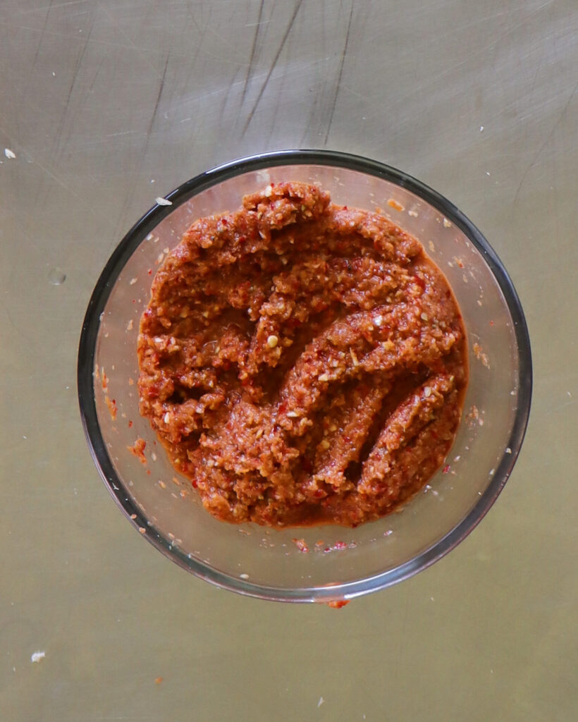 Elevate your dishes with homemade massaman curry paste, packed with aromatic spices.