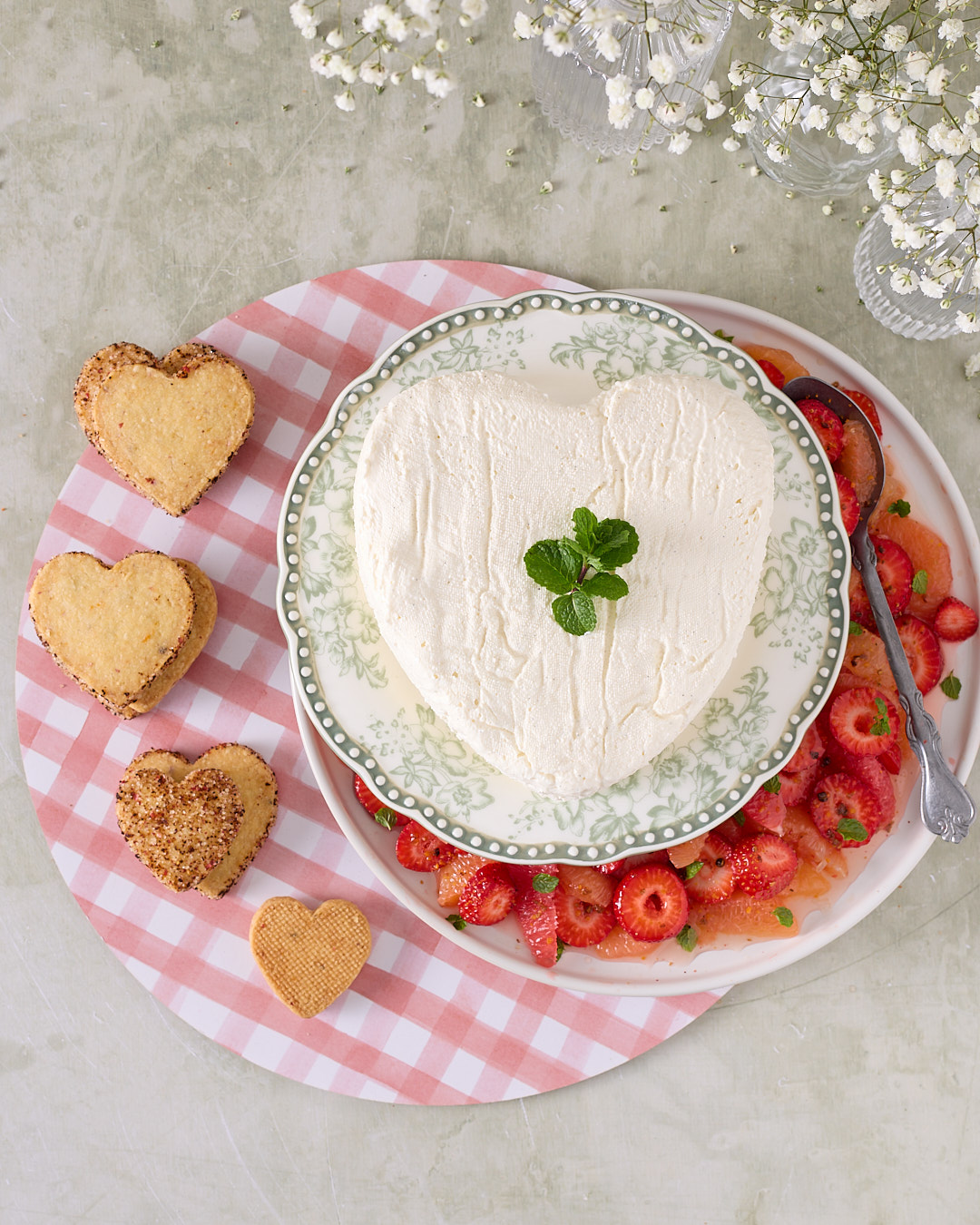 If you’re taking the time to bake some botanical shortbread biscuits, why not go all the way and build a showstopper dessert. I developed this recipe intentionally to be served with my yoghurt coeur à la crème and a grapefruit, strawberry, and pink peppercorn compote. It is a sophisticated end to a meal that proves you don't need a professional pastry kitchen to produce something that looks and tastes extraordinary.